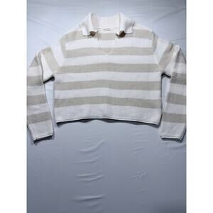 Moon & Madison Striped Knit Polo Sweater - Size L